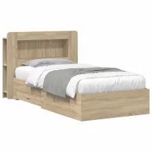   vidaXL Ágykeret tárolóval Sonoma Tölgy 90 x 190 cm Szerelt Fa