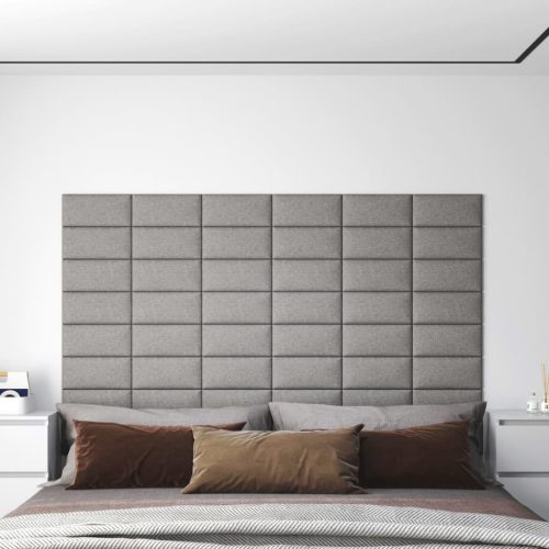 vidaXL 12 db világosszürke szövet fali panel 30 x 15 cm 0,54 m²