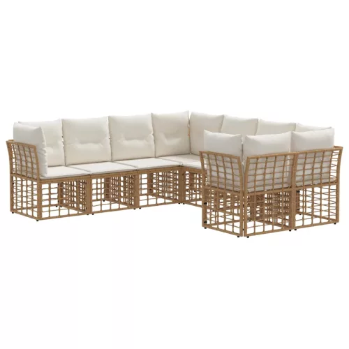 vidaXL Kültéri kanapé szett 8 pcs Természetes és Krémszínű Fehér