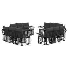   vidaXL Kültéri kanapé szett 12 pcs Fekete és Sötétszürke Poliészter