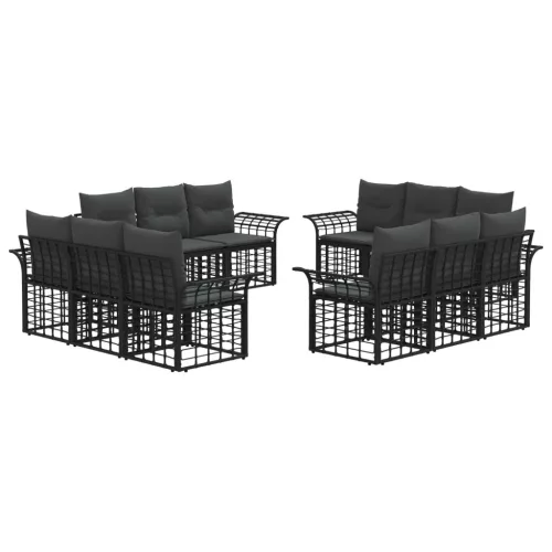 vidaXL Kültéri kanapé szett 12 pcs Fekete és Sötétszürke Poliészter