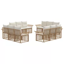   vidaXL Kültéri kanapé szett 12 pcs Természetes és Krémszínű Fehér