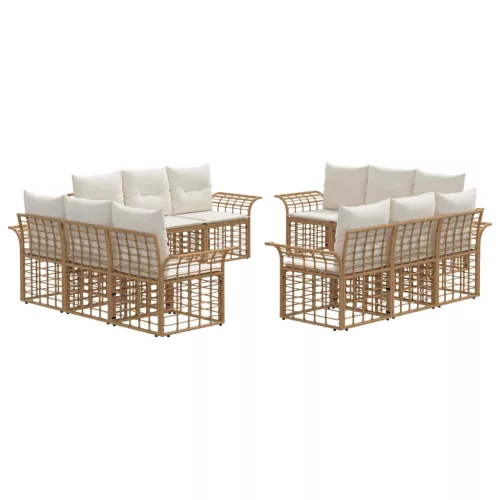 vidaXL Kültéri kanapé szett 12 pcs Természetes és Krémszínű Fehér