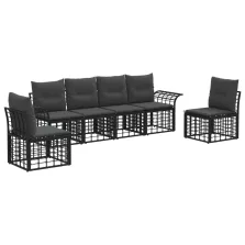   vidaXL Kültéri kanapé szett 6 pcs Fekete és Sötétszürke Poliészter