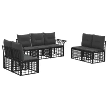   vidaXL Kültéri kanapé szett 7 pcs Fekete és Sötétszürke Poliészter