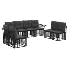   vidaXL Kültéri kanapé szett 8 pcs Fekete és Sötétszürke Poliészter