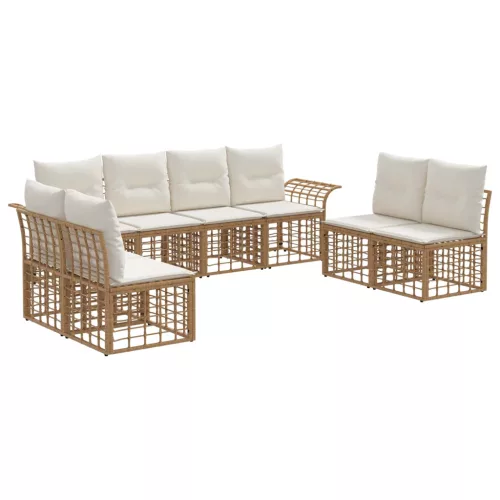 vidaXL Kültéri kanapé szett 8 pcs Természetes és Krémszínű Fehér