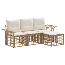   vidaXL Kültéri kanapé szett 4 pcs Természetes és Krémszínű Fehér