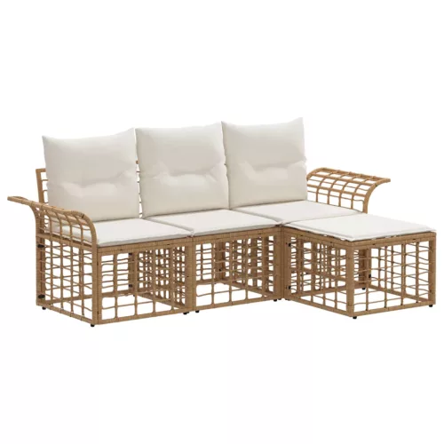 vidaXL Kültéri kanapé szett 4 pcs Természetes és Krémszínű Fehér