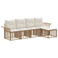   vidaXL Kültéri kanapé szett 5 pcs Természetes és Krémszínű Fehér