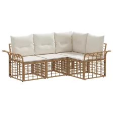   vidaXL Kültéri kanapé szett 4 pcs Természetes és Krémszínű Fehér