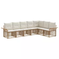   vidaXL Kültéri kanapé szett 7 pcs Természetes és Krémszínű Fehér