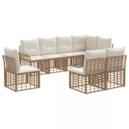 vidaXL Kültéri kanapé szett 8 pcs Természetes és Krémszínű Fehér