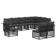   vidaXL Kültéri kanapé szett 10 pcs Fekete és Sötétszürke Poliészter