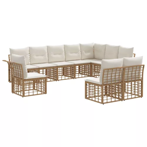 vidaXL Kültéri kanapé szett 10 pcs Természetes és Krémszínű Fehér