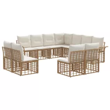   vidaXL Kültéri kanapé szett 11 pcs Természetes és Krémszínű Fehér