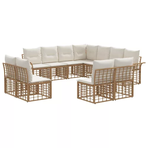 vidaXL Kültéri kanapé szett 11 pcs Természetes és Krémszínű Fehér