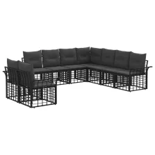   vidaXL Kültéri kanapé szett 9 pcs Fekete és Sötétszürke Poliészter