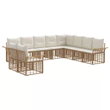   vidaXL Kültéri kanapé szett 10 pcs Természetes és Krémszínű Fehér