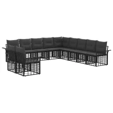   vidaXL Kültéri kanapé szett 11 pcs Fekete és Sötétszürke Poliészter