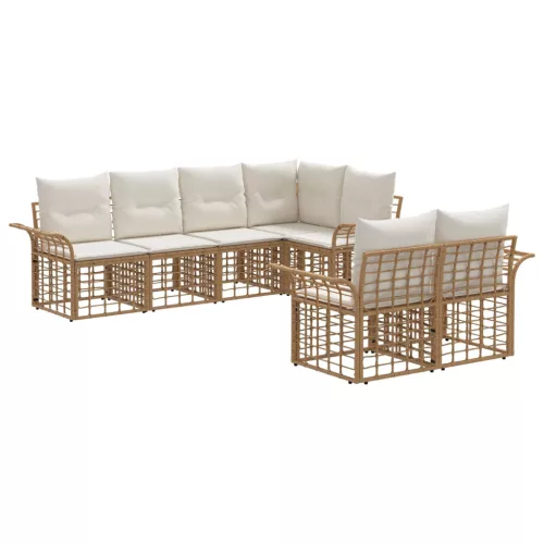 vidaXL Kültéri kanapé szett 7 pcs Természetes és Krémszínű Fehér