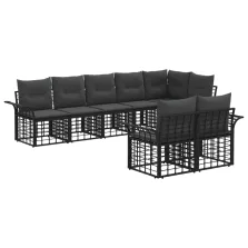   vidaXL Kültéri kanapé szett 8 pcs Fekete és Sötétszürke Poliészter