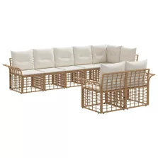   vidaXL Kültéri kanapé szett 8 pcs Természetes és Krémszínű Fehér