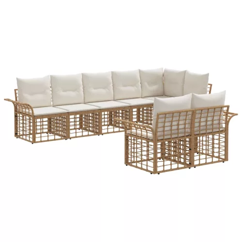 vidaXL Kültéri kanapé szett 8 pcs Természetes és Krémszínű Fehér