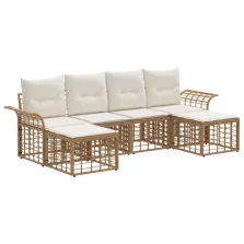   vidaXL Kültéri kanapé szett 6 pcs Természetes és Krémszínű Fehér