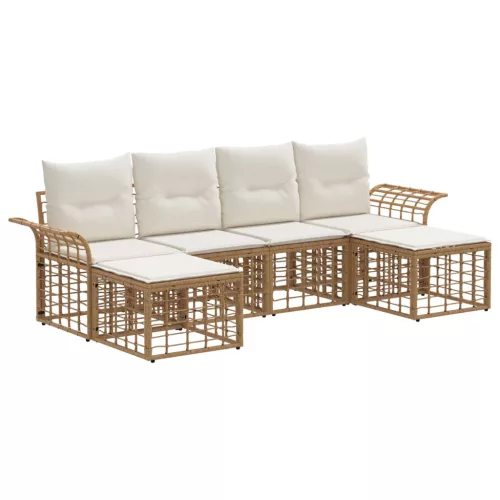 vidaXL Kültéri kanapé szett 6 pcs Természetes és Krémszínű Fehér