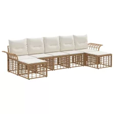   vidaXL Kültéri kanapé szett 7 pcs Természetes és Krémszínű Fehér