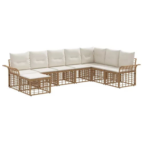 vidaXL Kültéri kanapé szett 8 pcs Természetes és Krémszínű Fehér