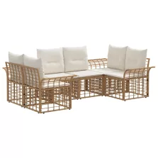   vidaXL Kültéri kanapé szett 6 pcs Természetes és Krémszínű Fehér