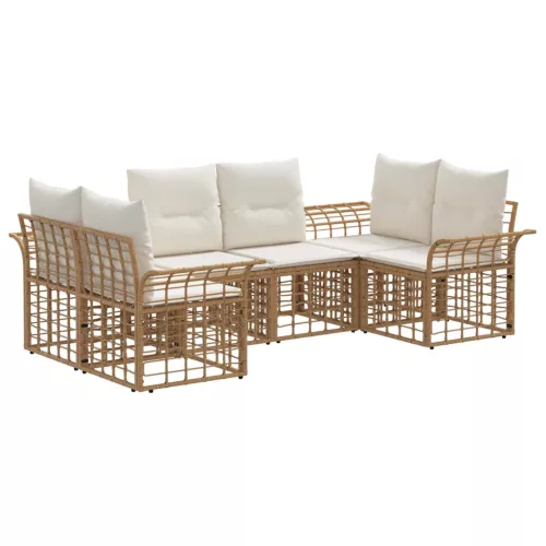 vidaXL Kültéri kanapé szett 6 pcs Természetes és Krémszínű Fehér