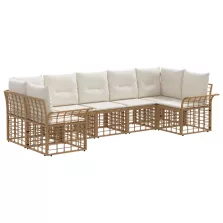   vidaXL Kültéri kanapé szett 7 pcs Természetes és Krémszínű Fehér