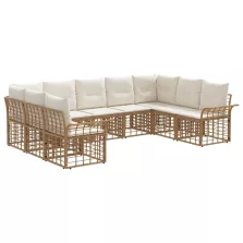   vidaXL Kültéri kanapé szett 9 pcs Természetes és Krémszínű Fehér