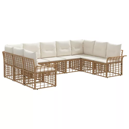 vidaXL Kültéri kanapé szett 9 pcs Természetes és Krémszínű Fehér