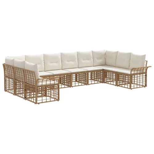 vidaXL Kültéri kanapé szett 10 pcs Természetes és Krémszínű Fehér