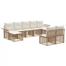   vidaXL Kültéri kanapé szett 9 pcs Természetes és Krémszínű Fehér