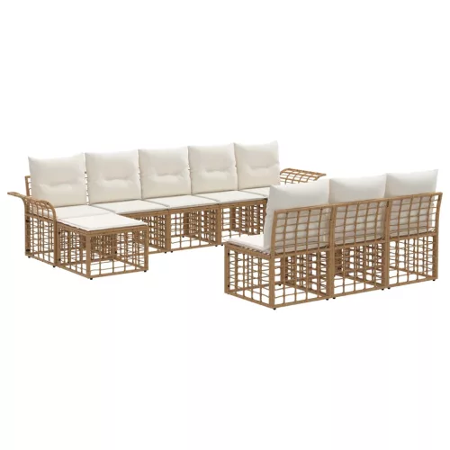 vidaXL Kültéri kanapé szett 9 pcs Természetes és Krémszínű Fehér