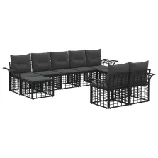   vidaXL Kültéri kanapé szett 9 pcs Fekete és Sötétszürke Poliészter