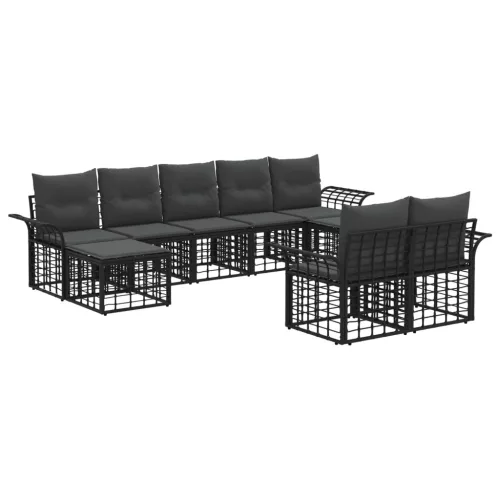 vidaXL Kültéri kanapé szett 9 pcs Fekete és Sötétszürke Poliészter