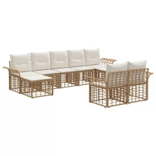   vidaXL Kültéri kanapé szett 9 pcs Természetes és Krémszínű Fehér