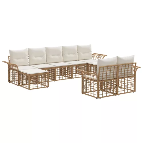 vidaXL Kültéri kanapé szett 9 pcs Természetes és Krémszínű Fehér
