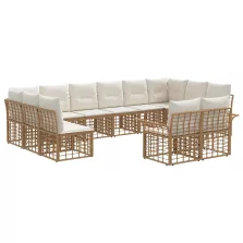   vidaXL Kültéri kanapé szett 12 pcs Természetes és Krémszínű Fehér