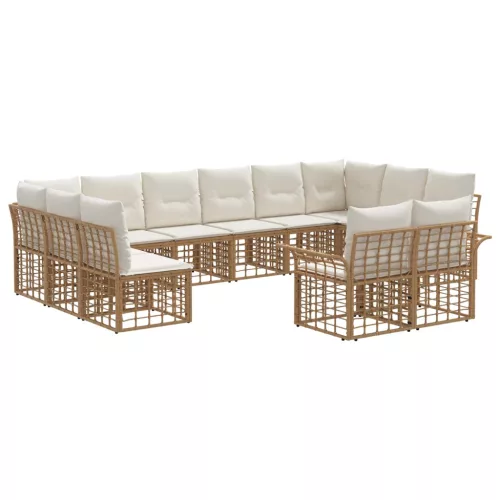 vidaXL Kültéri kanapé szett 12 pcs Természetes és Krémszínű Fehér