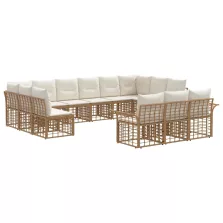   vidaXL Kültéri kanapé szett 13 pcs Természetes és Krémszínű Fehér