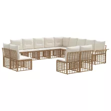   vidaXL Kültéri kanapé szett 13 pcs Természetes és Krémszínű Fehér