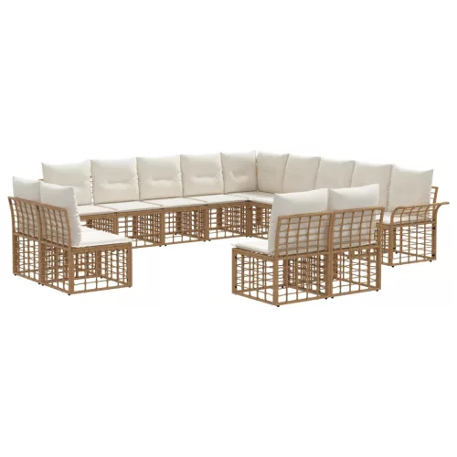 vidaXL Kültéri kanapé szett 13 pcs Természetes és Krémszínű Fehér