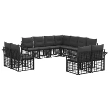   vidaXL Kültéri kanapé szett 11 pcs Fekete és Sötétszürke Poliészter